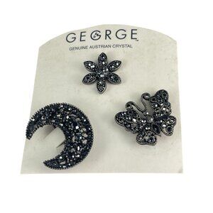 George Genuine Austrian Crystal Brooch Set Retro Style